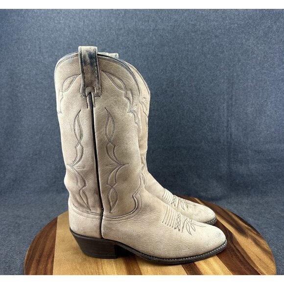Dan Post USA ELK Western Boots Mens 8.5D Cowboy 6557 Beige/tan Soft Leather - Picture 1 of 9